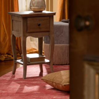 Table de chevet en bois de manguier 1 tiroir 1 tablette GRACE - HELLIN