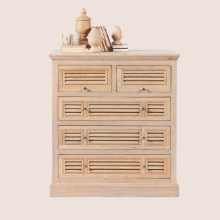 Commode en bois 5 tiroirs - HELLIN