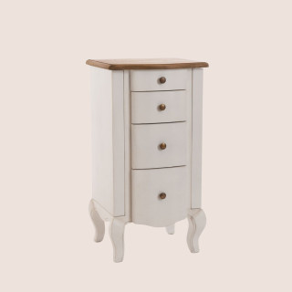 Chiffonnier en bois blanc cassé patiné 4 tiroirs BETSY - HELLIN