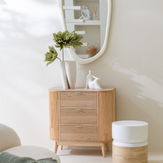 Commode en bois naturel 3 tiroirs ORIGAMI - HELLIN