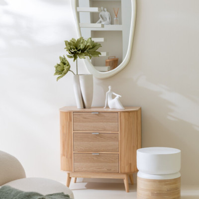 Commode en bois naturel 3 tiroirs ORIGAMI - HELLIN