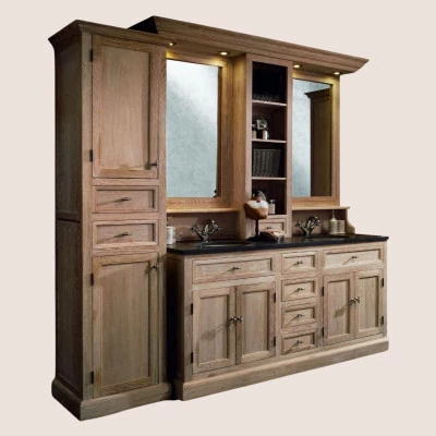 Ensemble salle de bain : meuble double vasque, colonne