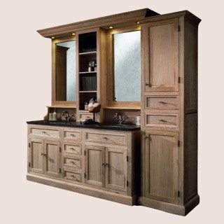 Ensemble salle de bain : meuble vasque, colonne et miroirs