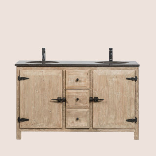 Meuble sous vasque de salle de bain en bois et métal - HELLIN