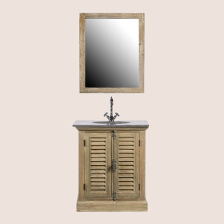 Ensemble de salle de bain : Meuble simple vasque et miroir
