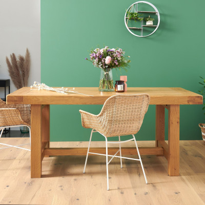 Table de ferme campagnarde en bois massif - Hellin