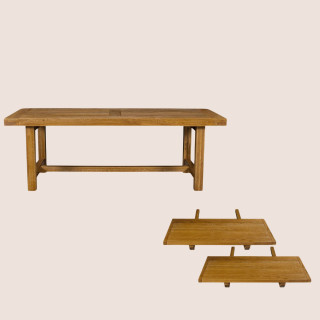 Table rectangulaire extensible en chêne massif : 2 allonges