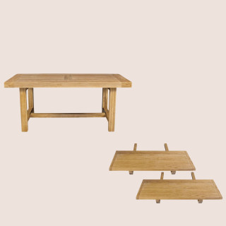 Table de ferme extensible : Chêne clair / 2 allonges | Hellin