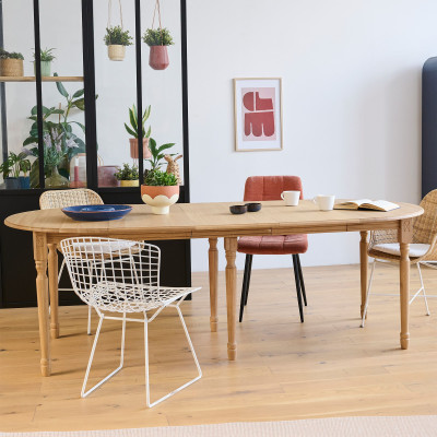 Table ronde extensible bois massif : trois rallonges centrales
