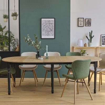 Table ronde extensible bois massif : trois rallonges centrales