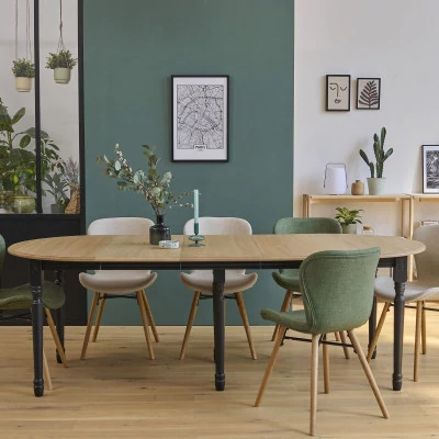 Table ronde extensible bois massif : trois rallonges centrales