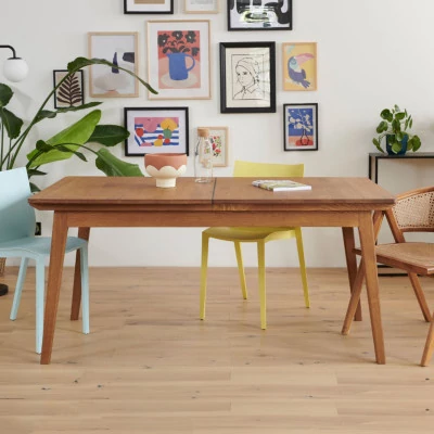 Table de salle à manger rectangulaire extensible / Chêne massif