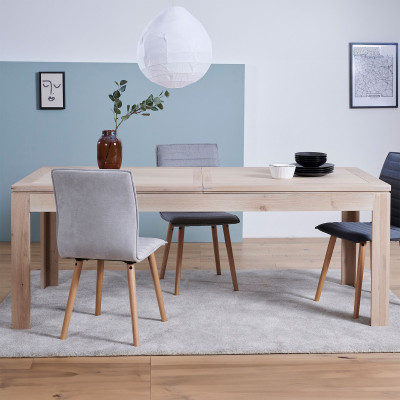 Table moderne avec allonges centrales en bois et chêne Boston - HELLIN