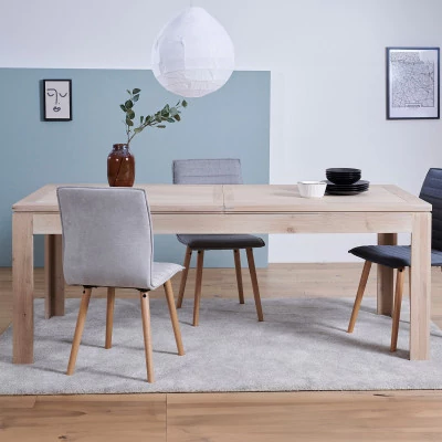 Table moderne avec allonges centrales en bois et chêne Boston - HELLIN
