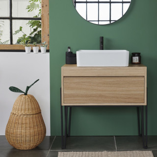 Meuble sous vasque en bois et métal Brighton / 80 centimètres