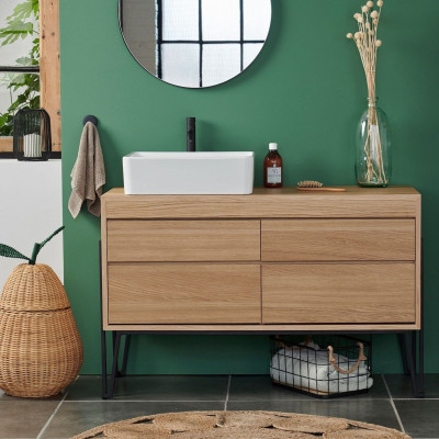 Meuble sous vasque en bois et métal 2 tiroirs L120 BRIGHTON - HELLIN