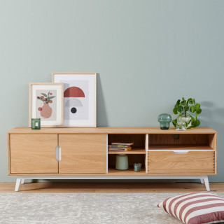 Meuble TV scandinave en bois massif : 2 couleurs | Hellin