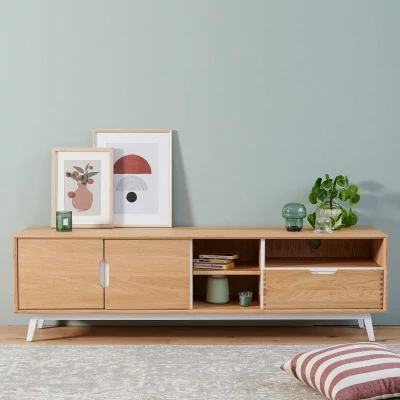 Meuble TV scandinave en bois massif : 2 couleurs | Hellin