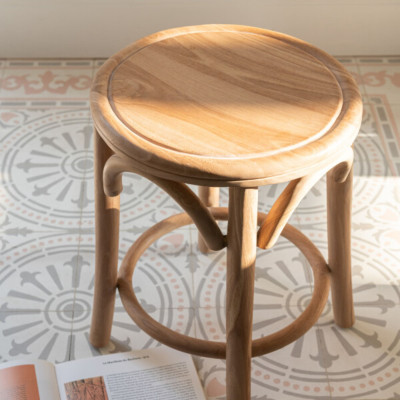 Tabourets rétro en teck naturel (lot de 2) FRASI - HELLIN