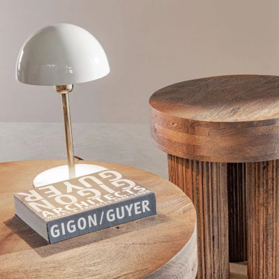 Lampe de table beige en métal H36 WILMA - HELLIN