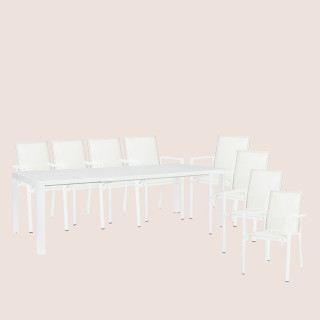 Table de jardin extensible 180/240 et 8 chaises empilables AVIGNON - HELLIN