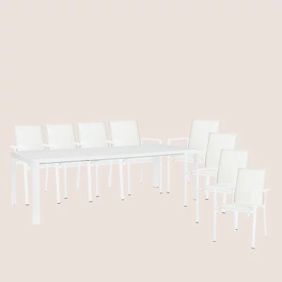 Table de jardin extensible 180/240 et 8 chaises empilables AVIGNON - HELLIN