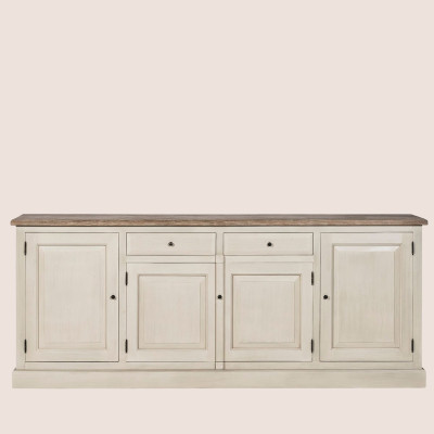 Buffet en bois massif 4 portes et ses portes vitrées pour une salle à manger chaleureuse VILLAS - HELLIN