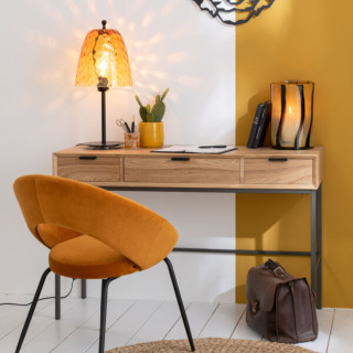 Console en bois naturel et métal noir avec 3 tiroirs ESTER - HELLIN