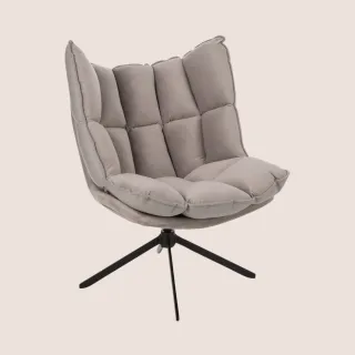 Fauteuil de relaxation en tissu/simili et piétement métal noir - FENIX