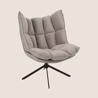 Fauteuil de relaxation en tissu/simili et piétement métal noir - FENIX