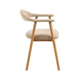 Lot de 2 chaises nordiques en chêne tissu beige chenillé ELYA - HELLIN