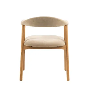 Lot de 2 chaises nordiques en chêne tissu beige chenillé ELYA - HELLIN