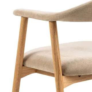 Lot de 2 chaises nordiques en chêne tissu beige chenillé ELYA - HELLIN