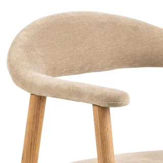 Lot de 2 chaises nordiques en chêne tissu beige chenillé ELYA - HELLIN