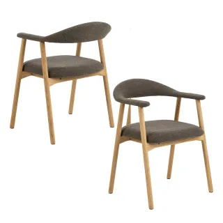 Lot de 2 chaises nordiques en chêne Bouclette taupe ELYA - HELLIN