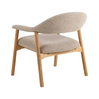 Fauteuil avec accoudoirs en chêne et tissu bouclette beige ELYA - HELLIN