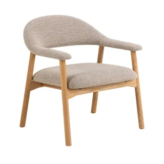 Fauteuil avec accoudoirs en chêne et tissu bouclette beige ELYA - HELLIN