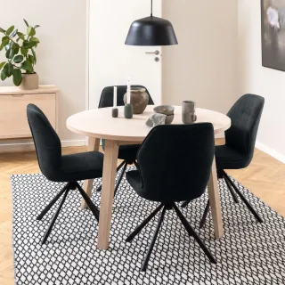 Table ronde extensible en chêne blanchi L120/220 4/6 places ALISIA - HELLIN