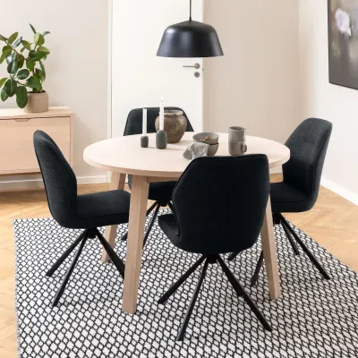 Table ronde extensible en chêne blanchi L120/220 4/6 places ALISIA - HELLIN