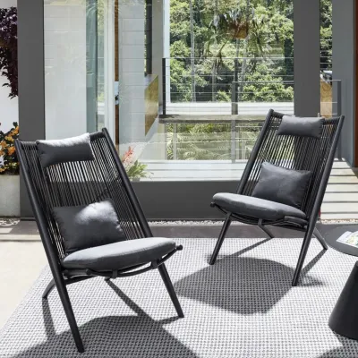 Fauteuil de jardin lounge design en métal (lot de 2) - BELLE ILE