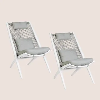 Fauteuil de jardin lounge design en métal (lot de 2) - BELLE ILE