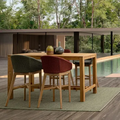 Table haute de jardin rectangulaire en teck recyclé L180 NAXOS - HELLIN