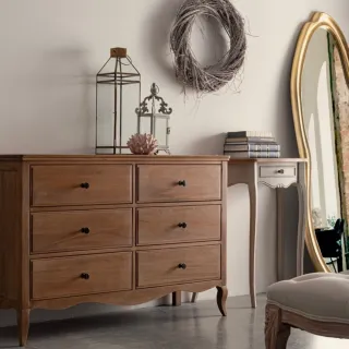 Commode classique en bois de manguier 6 tiroirs GRACE - HELLIN