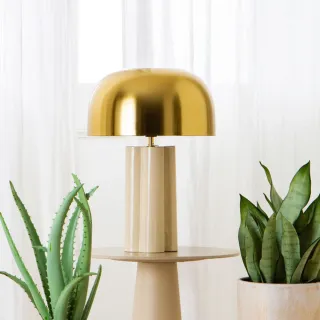 Lampe à poser abat-jour rond en laiton TREFLE - HELLIN