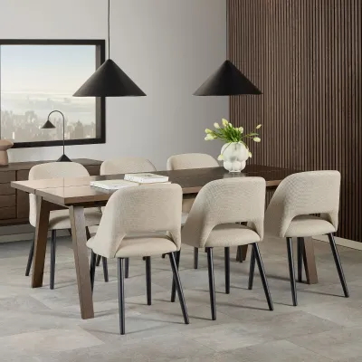 Table à manger rectangulaire en chêne fumé L200 8 personnes ALISIA - HELLIN