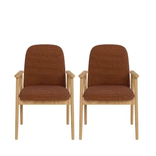 Lot de deux chaises scandinaves en tissu terracotta et bois