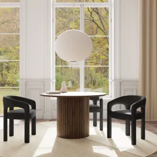 Fauteuil de salle à manger à accoudoirs en tissu ARTEMIS - HELLIN