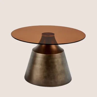 Table basse ronde en métal et verre fumé D70 SHADE - HELLIN
