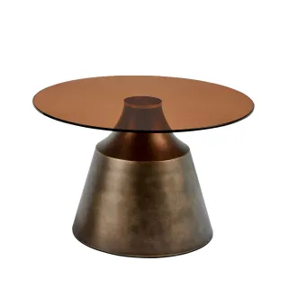 Table basse ronde en métal et verre fumé D70 SHADE - HELLIN