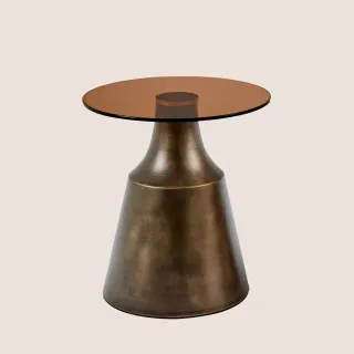 Bout de canapé rond en métal et verre fumé D45 SHADE - HELLIN